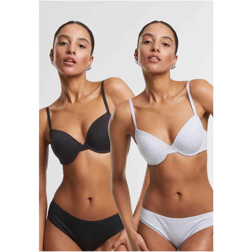 Urban Classics - Basic cotton 2pack BH - Zwart/Grijs